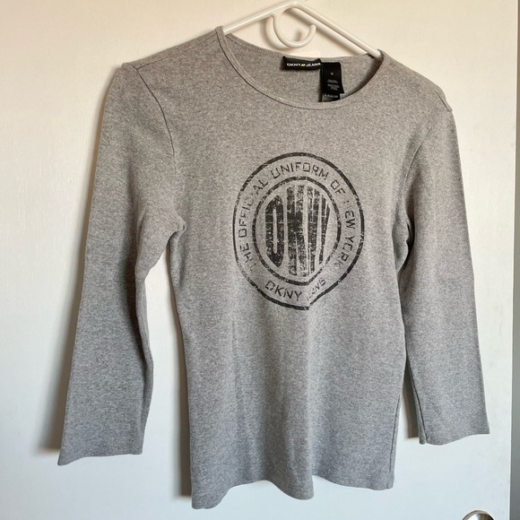 DKNY Jeans Crewneck Logo Top - Size M - Picture 2 of 11